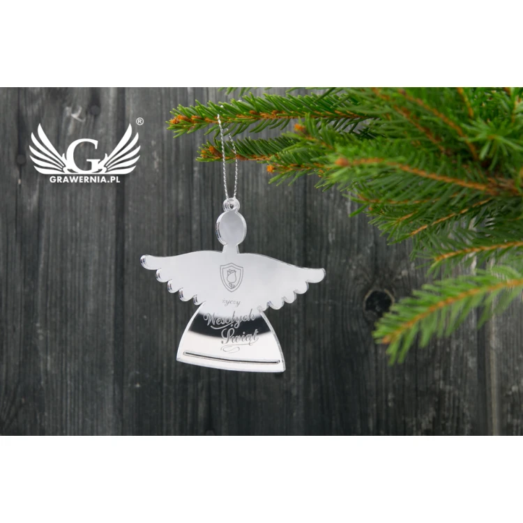 Mirror decorations with your engraving - size 77x68mm - little angel - BDR011