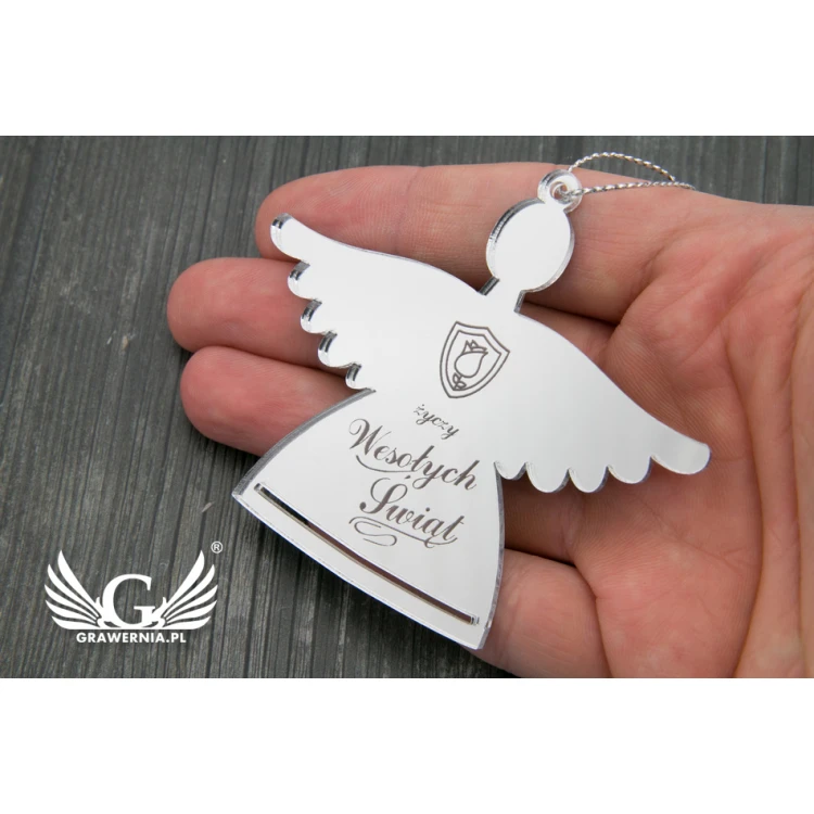 Mirror decorations with your engraving - size 77x68mm - little angel - BDR011
