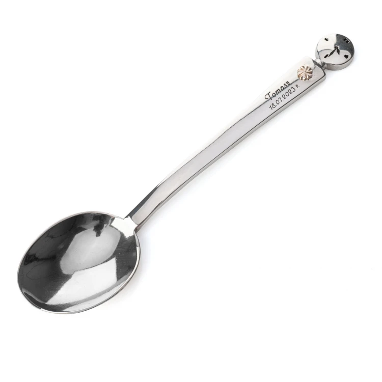 BAPTISM SPOON WITH FOUR-LEAF CLOVER - SRB023 design