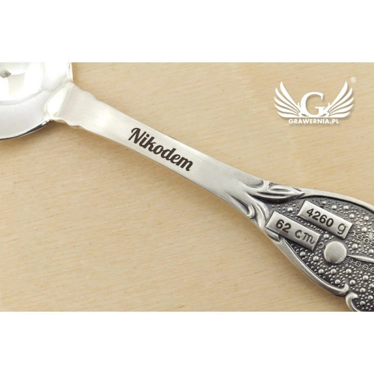 BAPTISM SPOON with engraving - LARGE CLOCK - Holy Baptism Souvenir - pattern SRB022