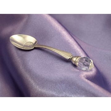 Spoon with Transparent Crystal - SILVER - Holy Baptism Souvenir - SRB024 pattern