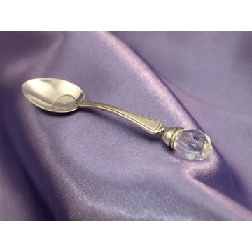 Spoon with Transparent Crystal - SILVER - Holy Baptism Souvenir - SRB024 pattern