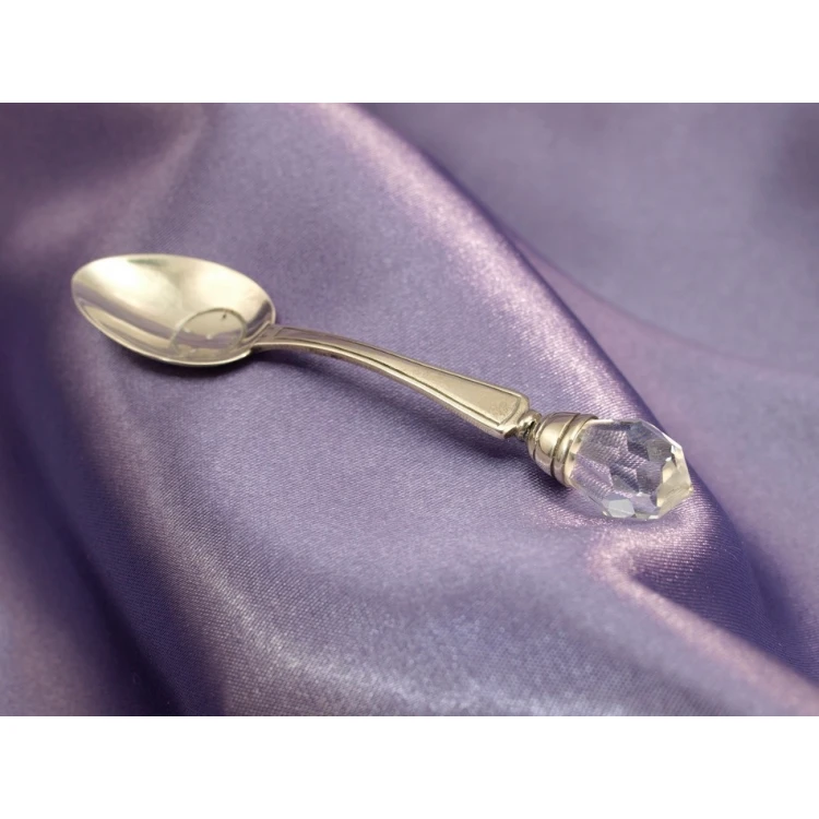 Spoon with Transparent Crystal - SILVER - Holy Baptism Souvenir - SRB024 pattern