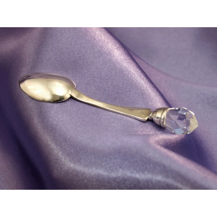 Spoon with Transparent Crystal - SILVER - Holy Baptism Souvenir - SRB024 pattern