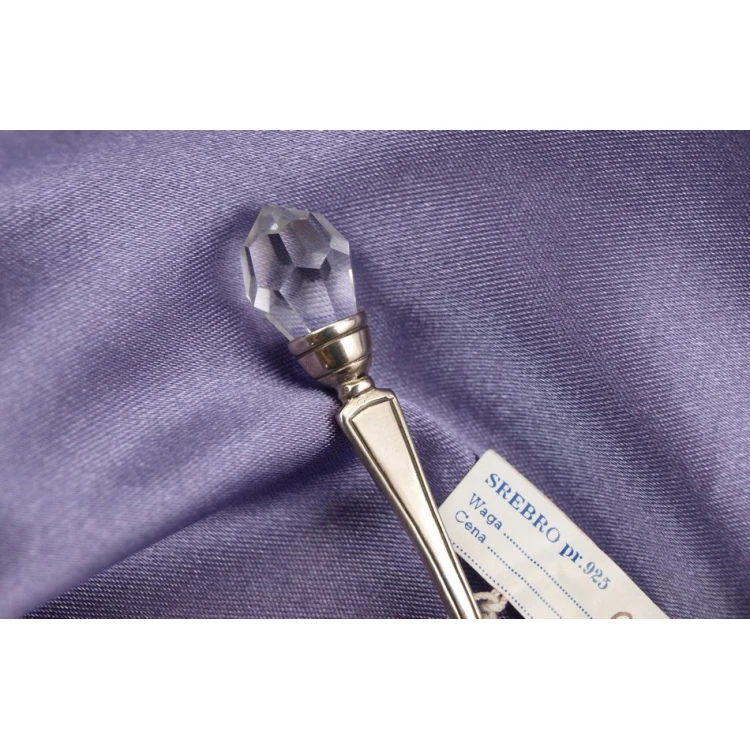 Spoon with Transparent Crystal - SILVER - Holy Baptism Souvenir - SRB024 pattern
