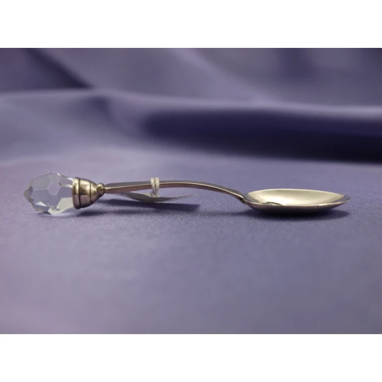 Spoon with Transparent Crystal - SILVER - Holy Baptism Souvenir - SRB024 pattern