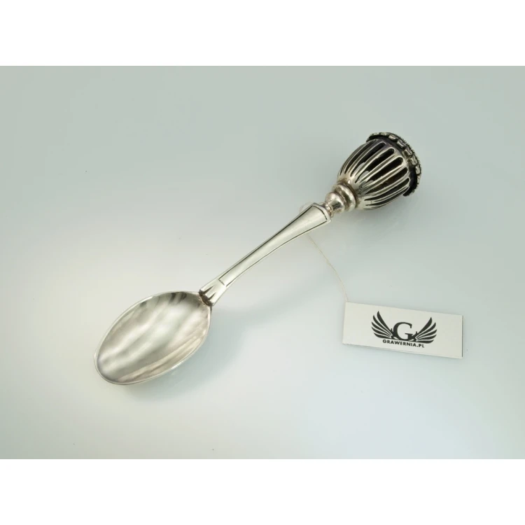 SPOON WITH RATTLE - SILVER - Holy Baptism Souvenir - SRB018 pattern