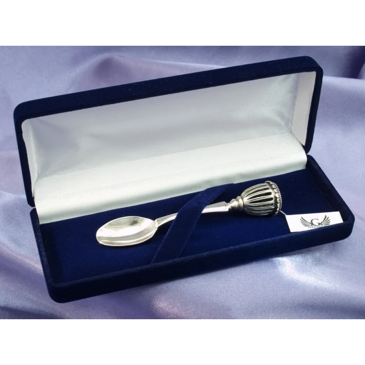 SPOON WITH RATTLE - SILVER - Holy Baptism Souvenir - SRB018 pattern