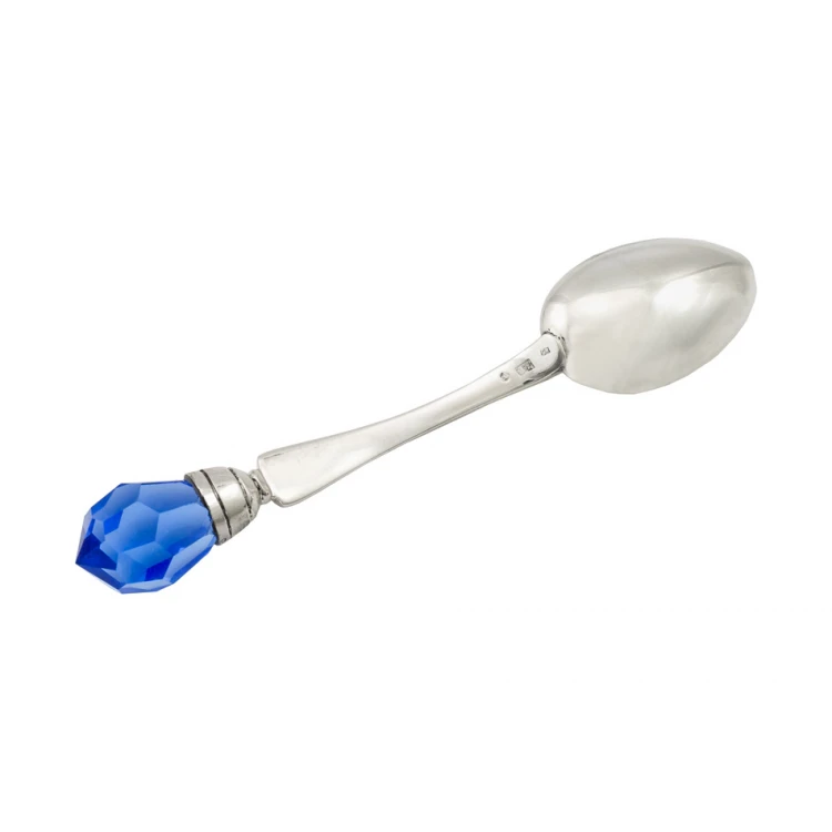 Spoon with Blue Crystal - SILVER - Holy Baptism Souvenir - SRB041 pattern