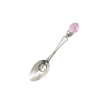 Spoon with Pink Crystal - SILVER - Holy Baptism Souvenir - pattern SRB042