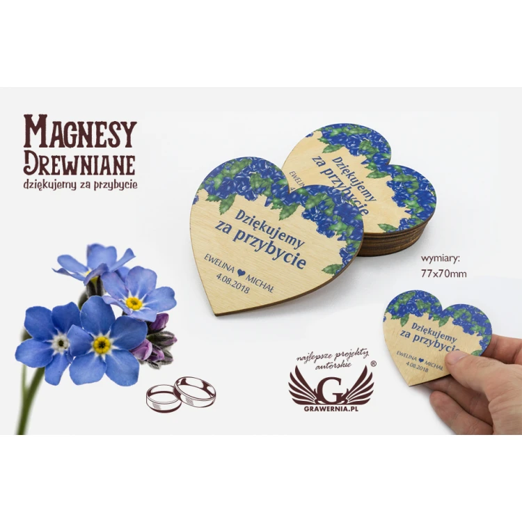 Wooden Magnets - Thank You for Guests - Colorful UV Print - MGN014