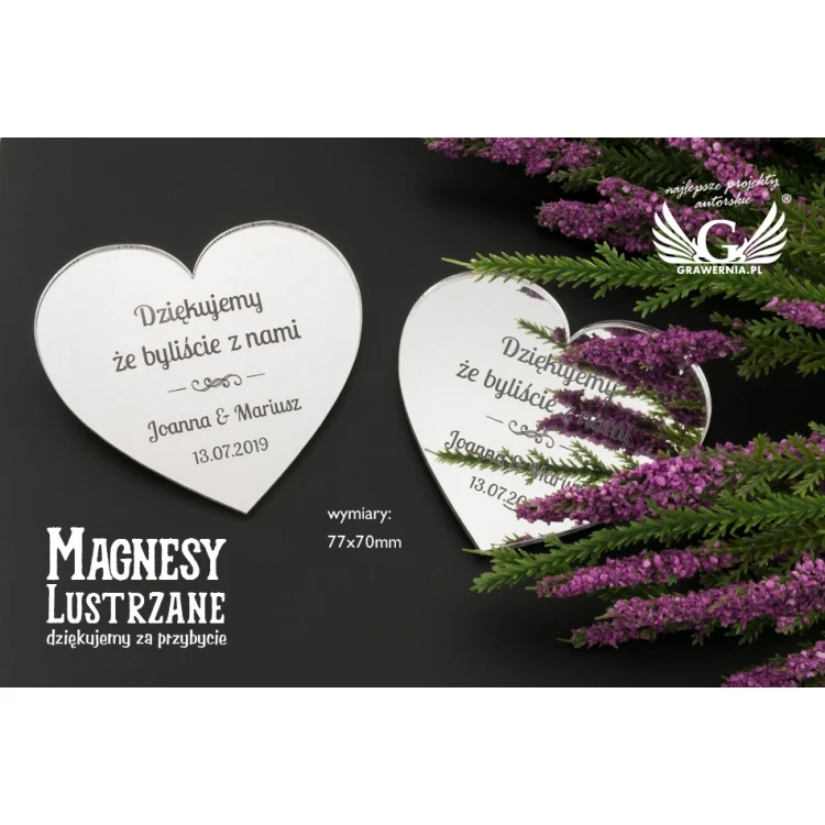 Silver Mirror Magnets - Thank You for Guests - Laser Engraved - MGN017