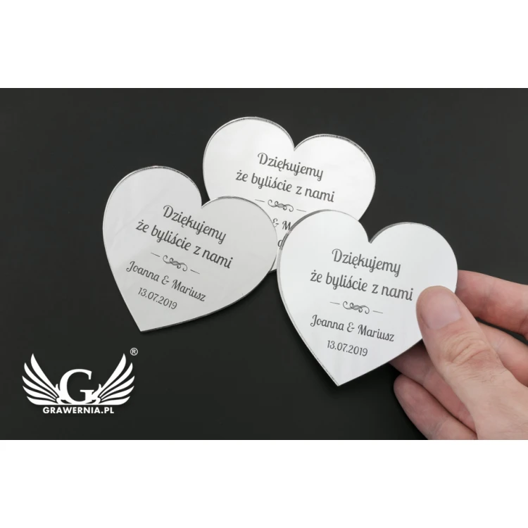 Silver Mirror Magnets - Thank You for Guests - Laser Engraved - MGN017