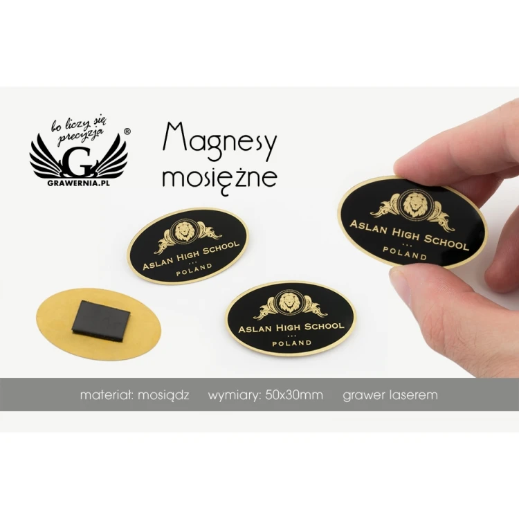Exclusive Brass Magnets with Your Logo - dimensions: 50x30mm - PS032