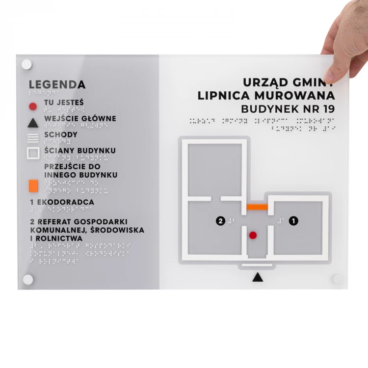 Small Tactile Map with Braille - Plexi and ADA - Size: 420x297mm - TAB534