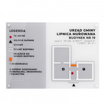 Small Tactile Map with Braille - Plexi and ADA - Size: 420x297mm - TAB534