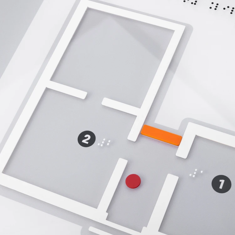 Small Tactile Map with Braille - Plexi and ADA - Size: 420x297mm - TAB534