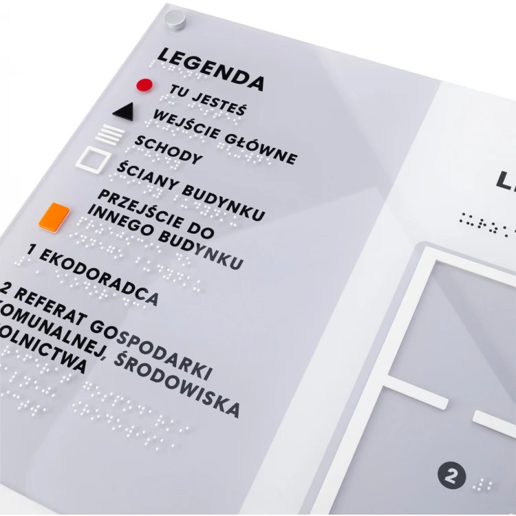 Small Tactile Map with Braille - Plexi and ADA - Size: 420x297mm - TAB534