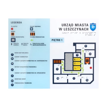 Small Tactile Map with Braille - Plexi, ADA and Laminate - Size: 445x350mm - TAB552