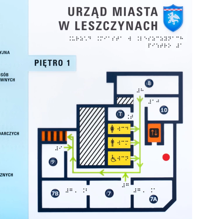 Small Tactile Map with Braille - Plexi, ADA and Laminate - Size: 445x350mm - TAB552