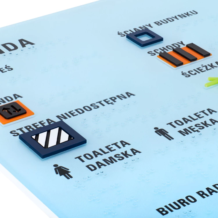 Small Tactile Map with Braille - Plexi, ADA and Laminate - Size: 445x350mm - TAB552
