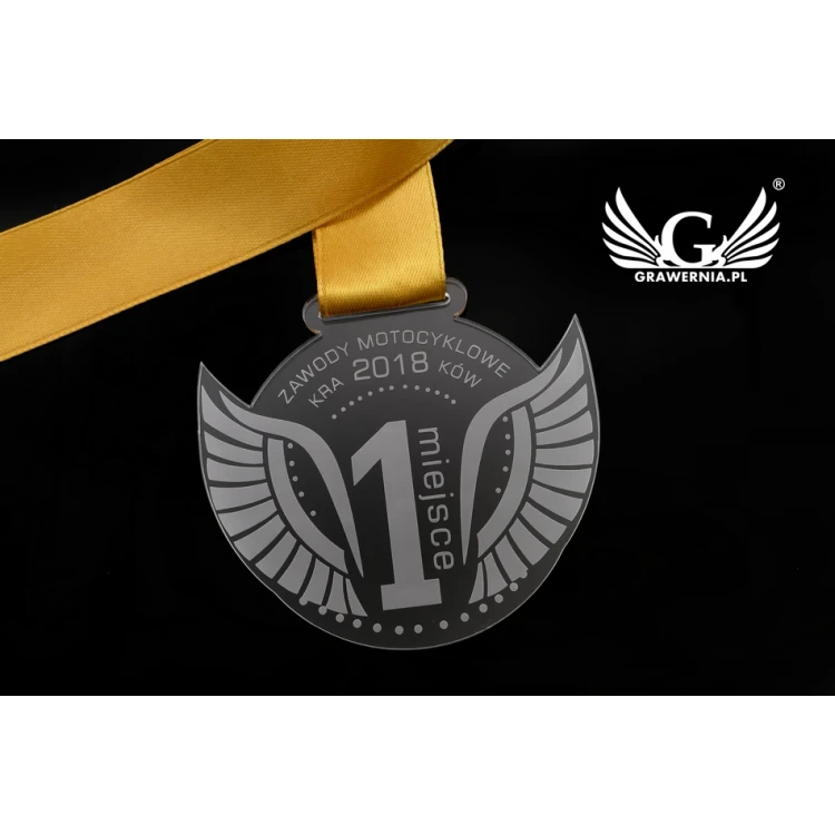 Laser Engraved Acrylic Medal - dimensions: 82x67mm - thickness: 3mm - MGR041