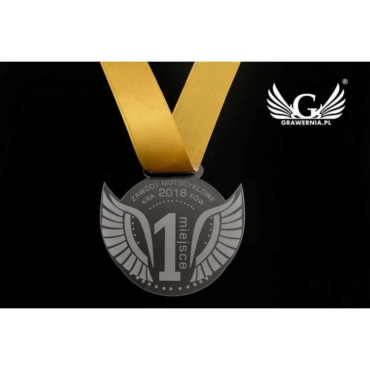 Laser Engraved Acrylic Medal - dimensions: 82x67mm - thickness: 3mm - MGR041