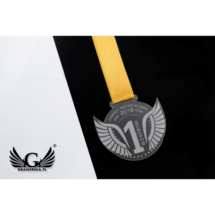 Laser Engraved Acrylic Medal - dimensions: 82x67mm - thickness: 3mm - MGR041