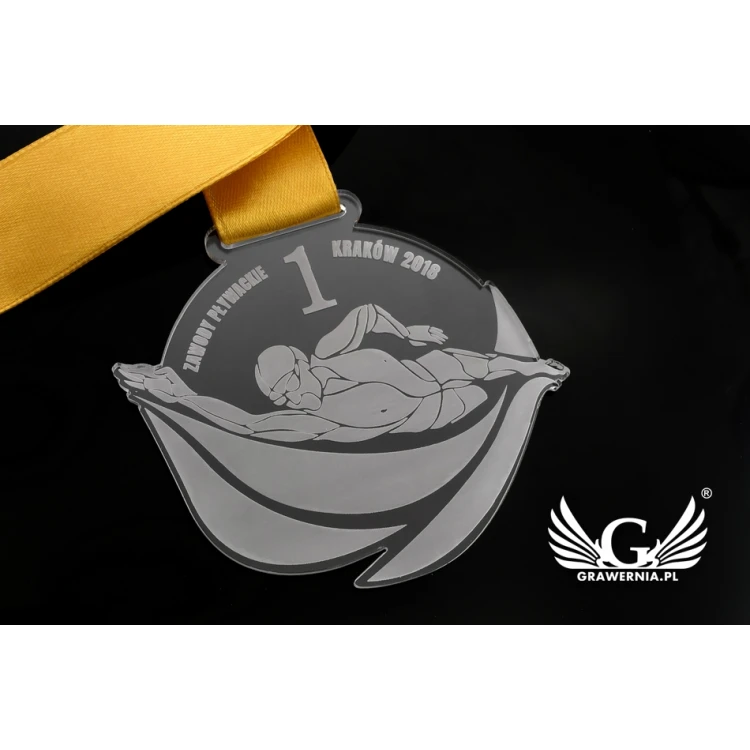 Laser Engraved Acrylic Medal - dimensions: 90x75mm - thickness: 3mm - MGR042