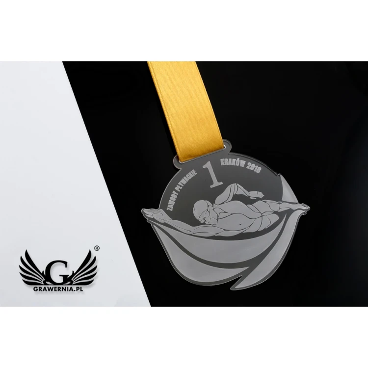 Laser Engraved Acrylic Medal - dimensions: 90x75mm - thickness: 3mm - MGR042