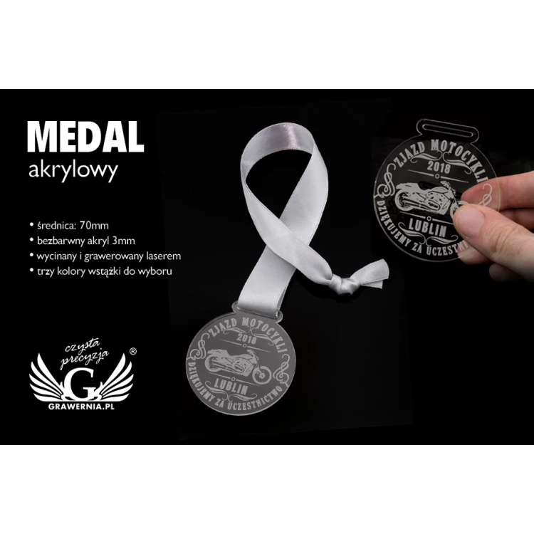 Laser Engraved Acrylic Medal - Diameter: 70mm - Thickness: 3mm - MGR043