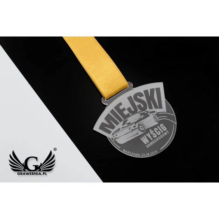Laser Engraved Acrylic Medal - dimensions: 82x65mm - thickness: 3mm - MGR044