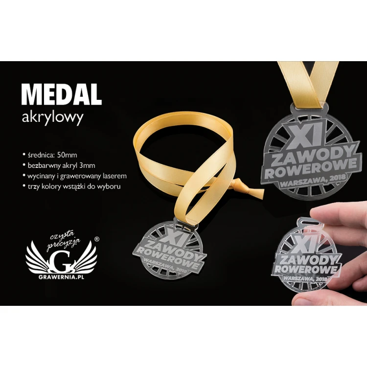Laser Engraved Acrylic Medal - Diameter: 50mm - Thickness: 3mm - MGR047