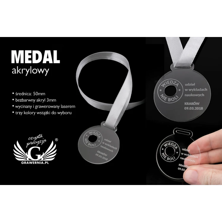 Laser Engraved Acrylic Medal - Diameter: 50mm - Thickness: 3mm - MGR048
