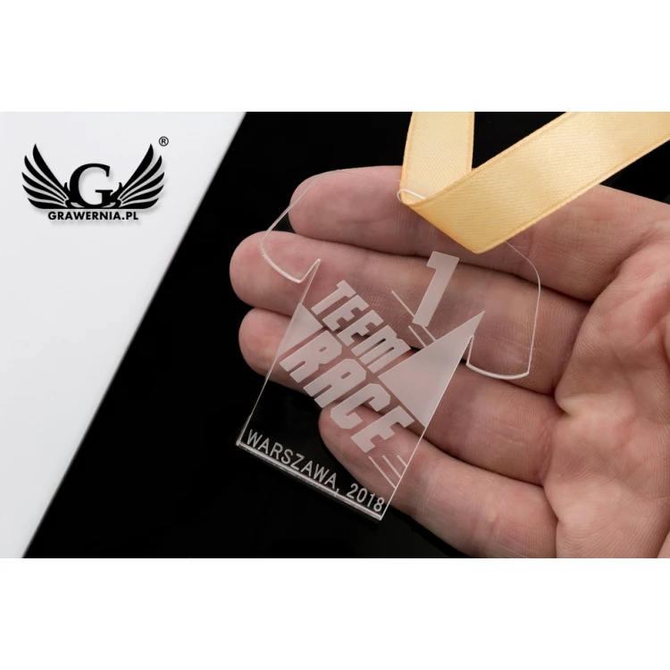 Laser Engraved Acrylic Medal - dimensions: 56x61mm - thickness: 3mm - MGR049