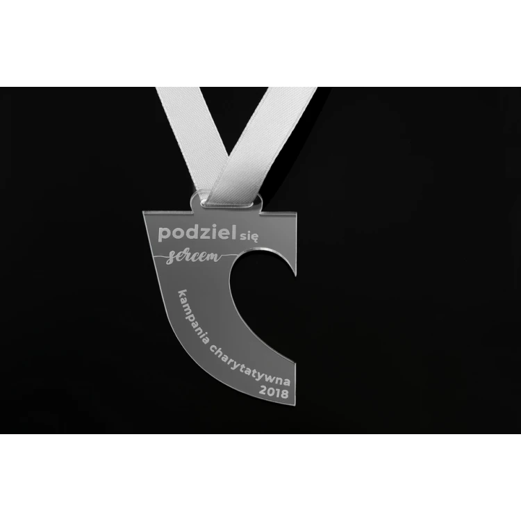 Laser Engraved Acrylic Medal - dimensions: 45x55mm - thickness: 3mm - MGR050