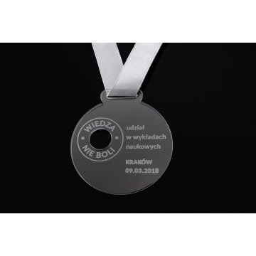 Laser Engraved Acrylic Medal - Diameter: 50mm - Thickness: 3mm - MGR048