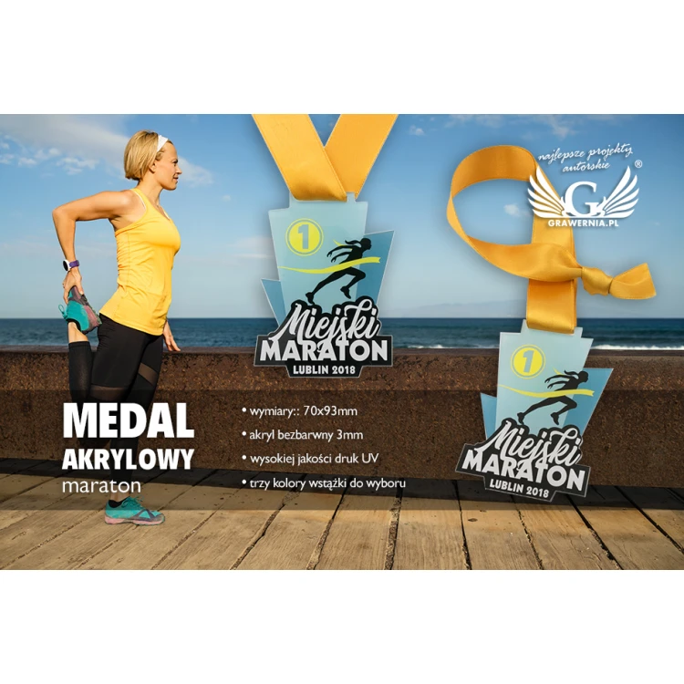 Acrylic Medal - Marathon - dimensions: 70x93mm - UV print - MGR066