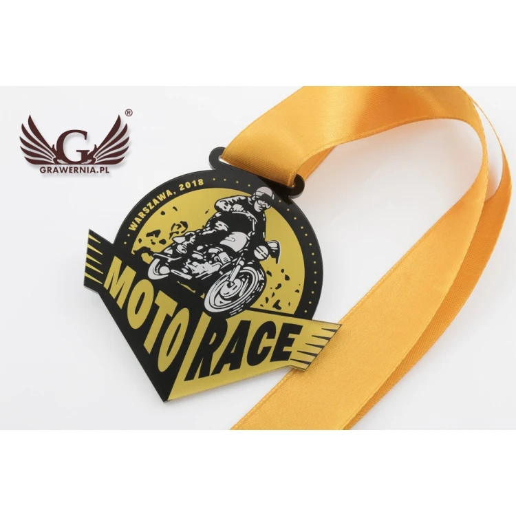 Acrylic Medal UV Print - Moto Race - dimensions: 90x80mm - MGR051