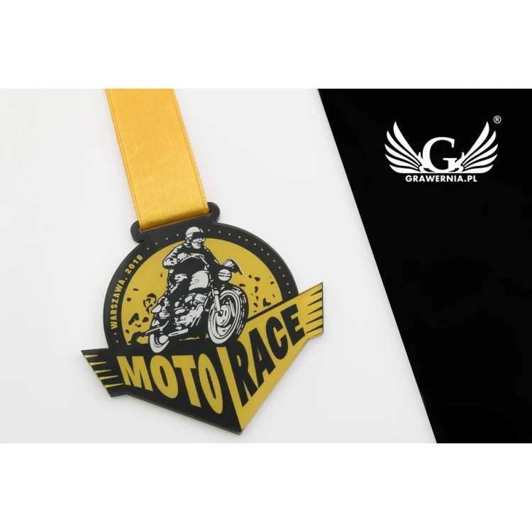 Acrylic Medal UV Print - Moto Race - dimensions: 90x80mm - MGR051