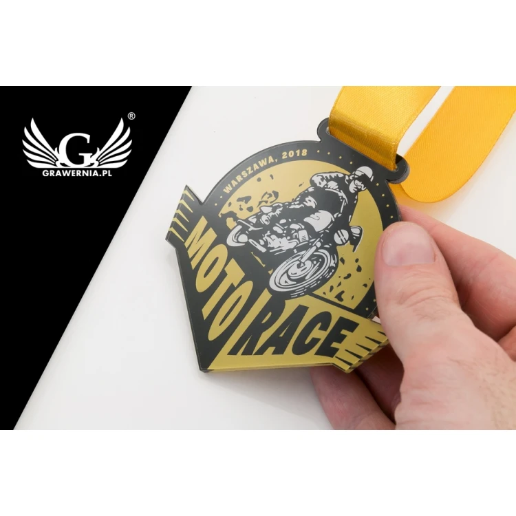 Acrylic Medal UV Print - Moto Race - dimensions: 90x80mm - MGR051