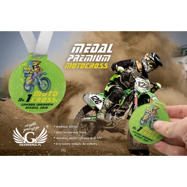 UV Print Acrylic Medal - Motocross - diameter: 60mm - MGR064