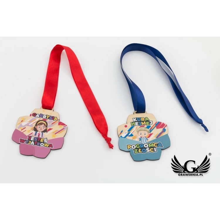 Wooden Medal for Preschooler, Student - size 83x89mm - UV print - MGR079