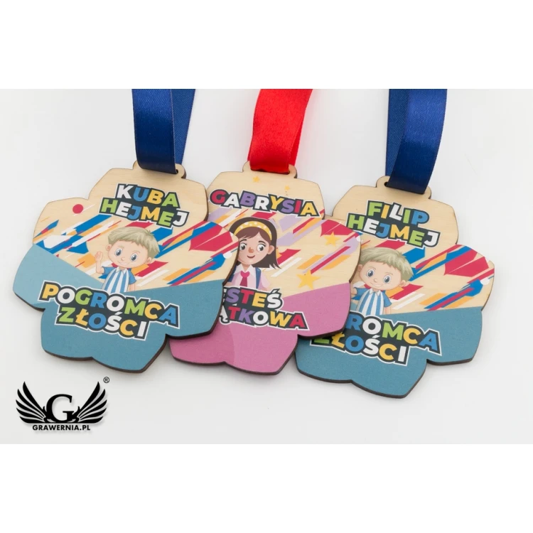 Wooden Medal for Preschooler, Student - size 83x89mm - UV print - MGR079