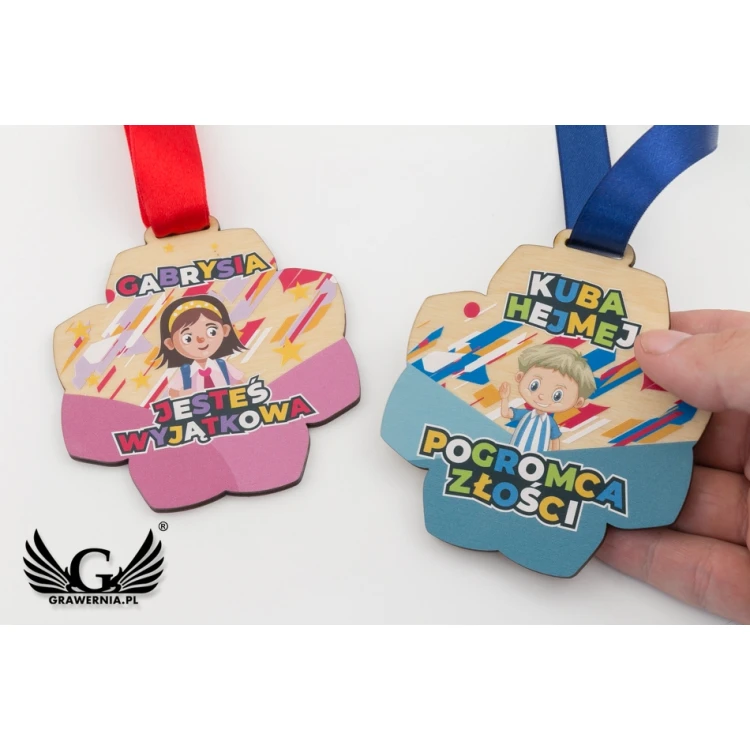 Wooden Medal for Preschooler, Student - size 83x89mm - UV print - MGR079