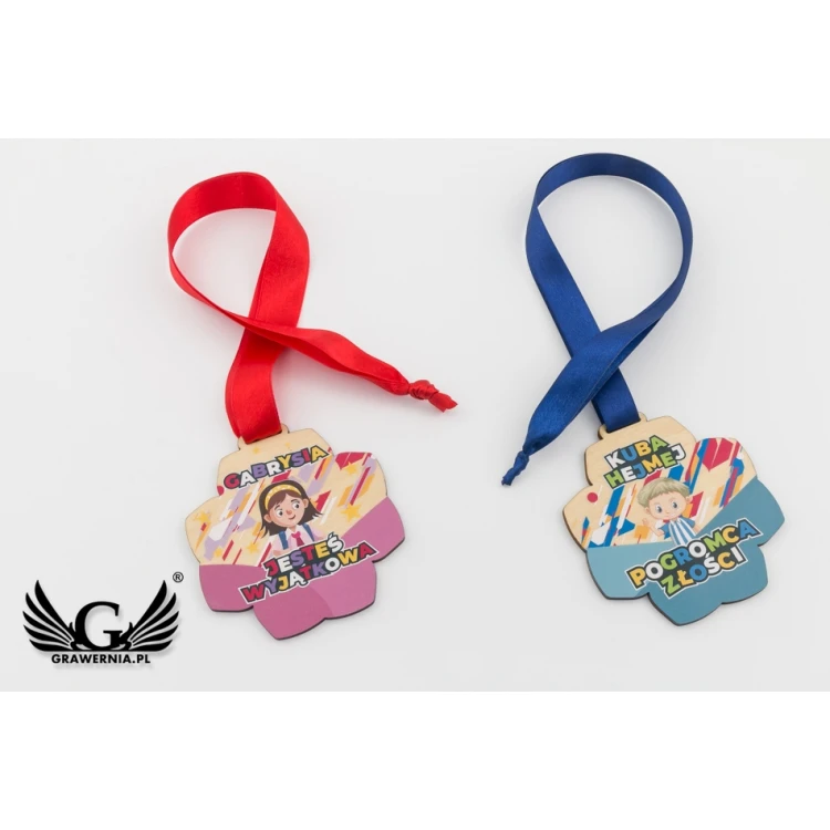 Wooden Medal for Preschooler, Student - size 83x89mm - UV print - MGR079