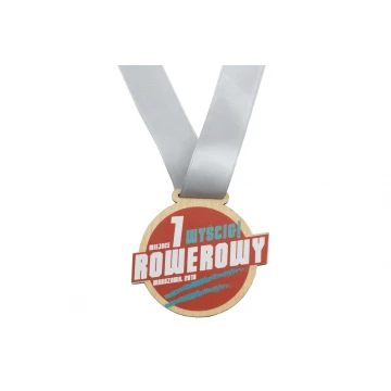 Wooden Medal UV Print - Bike Race - Diameter: 70mm - MGR055