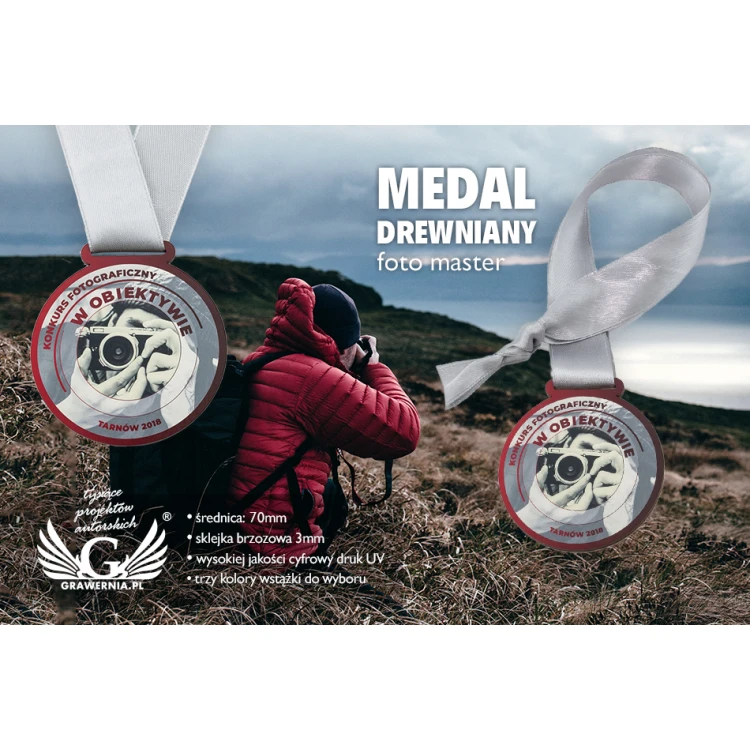 UV Print Wooden Medal - Photo Master - diameter: 70mm - MGR056
