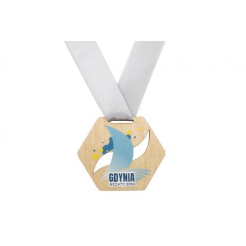 UV Print Wooden Medal - Marina - size: 79x66mm - MGR060