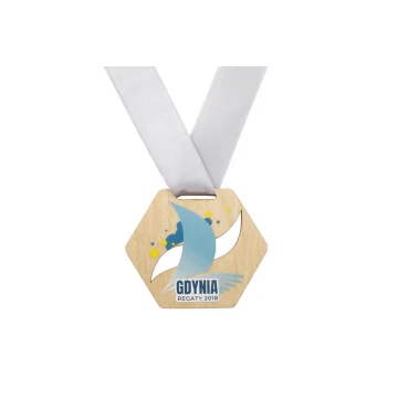 UV Print Wooden Medal - Marina - size: 79x66mm - MGR060